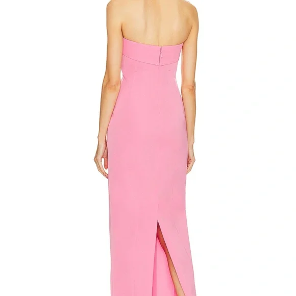Helsa Tech Gabardine Long Strapless Dress in Very Pink - Picture 3 of 13